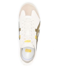 Мужские бежевые кожаные низкие кеды от Asics