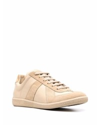 Мужские бежевые кожаные низкие кеды от Maison Margiela