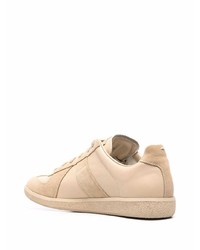 Мужские бежевые кожаные низкие кеды от Maison Margiela
