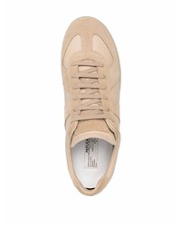 Мужские бежевые кожаные низкие кеды от Maison Margiela