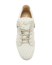 Мужские бежевые кожаные низкие кеды от Giuseppe Zanotti Design