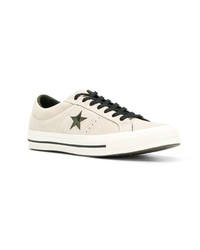 Мужские бежевые кожаные низкие кеды от Converse