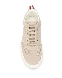 Мужские бежевые кожаные низкие кеды от Bally