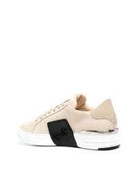 Мужские бежевые кожаные низкие кеды от Philipp Plein