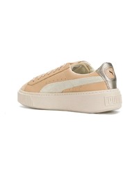 Женские бежевые кожаные низкие кеды от Puma