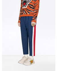 Мужские бежевые кожаные низкие кеды от Gucci