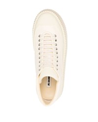 Мужские бежевые кожаные низкие кеды от Jil Sander