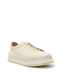 Мужские бежевые кожаные низкие кеды от Jil Sander