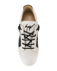 Мужские бежевые кожаные низкие кеды от Giuseppe Zanotti Design