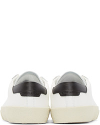 Женские бежевые кожаные низкие кеды от Saint Laurent