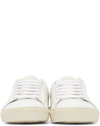 Женские бежевые кожаные низкие кеды от Saint Laurent