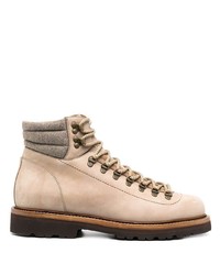 Мужские бежевые кожаные рабочие ботинки от Brunello Cucinelli