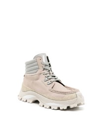 Мужские бежевые кожаные рабочие ботинки от Emporio Armani