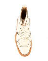 Мужские бежевые кожаные рабочие ботинки от Jil Sander