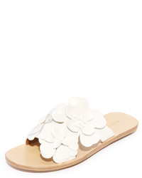 Бежевые кожаные сандалии на плоской подошве с цветочным принтом от See by Chloe