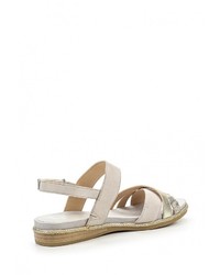 Бежевые кожаные сандалии на плоской подошве от Caprice