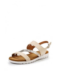 Бежевые кожаные сандалии на плоской подошве от Renda