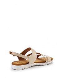 Бежевые кожаные сандалии на плоской подошве от Renda