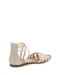 Бежевые кожаные сандалии на плоской подошве от Super Mode