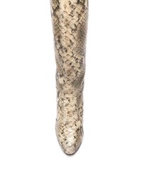 Бежевые кожаные сапоги со змеиным рисунком от Tommy Hilfiger