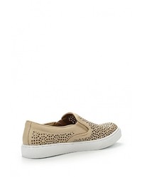 Женские бежевые кожаные слипоны от Mariamare