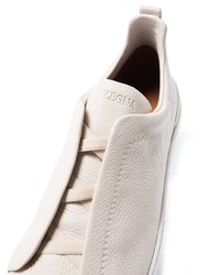 Мужские бежевые кожаные слипоны от Zegna