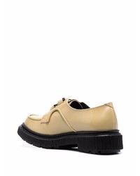 Бежевые кожаные туфли дерби от Adieu Paris