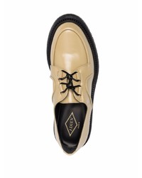 Бежевые кожаные туфли дерби от Adieu Paris