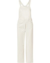 Бежевые кожаные штаны-комбинезон