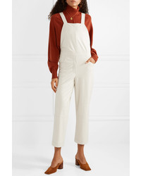 Бежевые кожаные штаны-комбинезон от Nanushka