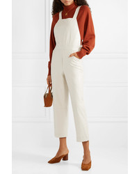 Бежевые кожаные штаны-комбинезон от Nanushka