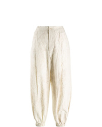 Женские бежевые льняные брюки-галифе с принтом тай-дай от Uma Wang
