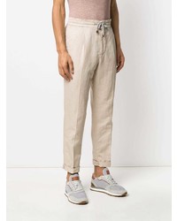 Бежевые льняные брюки чинос от Brunello Cucinelli