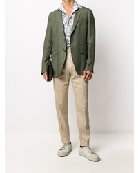 Бежевые льняные брюки чинос от Dell'oglio