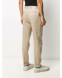 Бежевые льняные брюки чинос от Dell'oglio