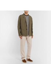 Бежевые льняные брюки чинос от 120%