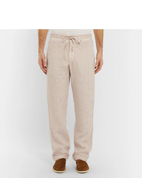 Бежевые льняные брюки чинос от 120%