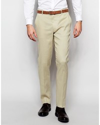 Мужские бежевые льняные классические брюки от Asos