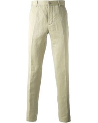 Мужские бежевые льняные классические брюки от Maison Martin Margiela