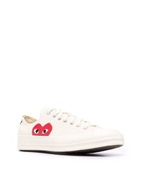 Мужские бежевые низкие кеды из плотной ткани с принтом от COMME DES GARÇONS PLAY X CONVERSE