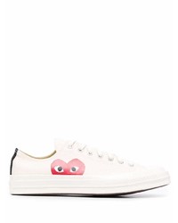 Мужские бежевые низкие кеды из плотной ткани с принтом от COMME DES GARÇONS PLAY X CONVERSE