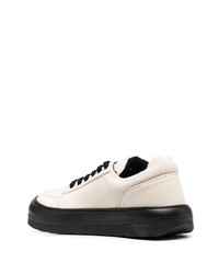 Мужские бежевые низкие кеды из плотной ткани от Sunnei