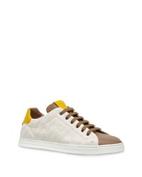 Мужские бежевые низкие кеды из плотной ткани от Fendi