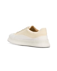 Мужские бежевые низкие кеды из плотной ткани от Jil Sander