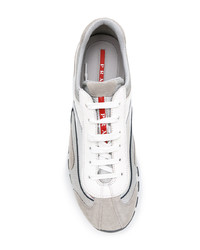 Мужские бежевые низкие кеды от Prada