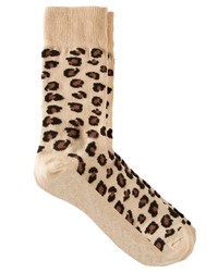 Бежевые носки с леопардовым принтом