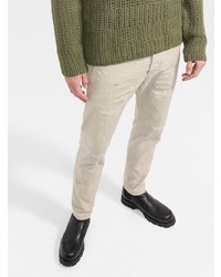 Мужские бежевые рваные джинсы от DSQUARED2