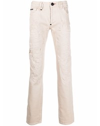 Мужские бежевые рваные джинсы от Philipp Plein