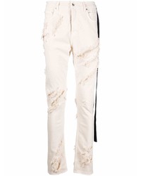 Мужские бежевые рваные джинсы от Rick Owens DRKSHDW