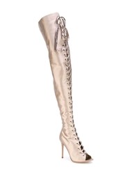 Бежевые сатиновые ботфорты от Gianvito Rossi